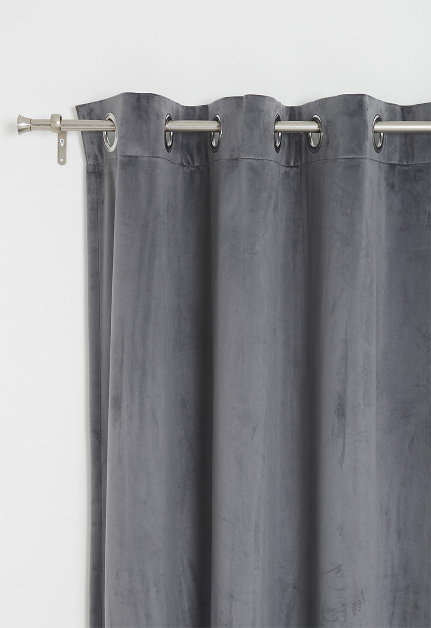 Sixth Floor - Velvet eyelet curtain 2 pack - charcoal