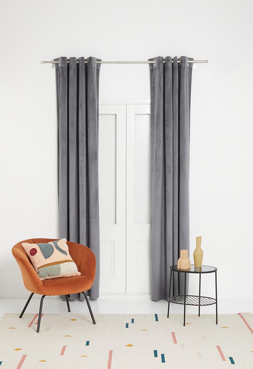 Sixth Floor - Velvet eyelet curtain 2 pack - charcoal