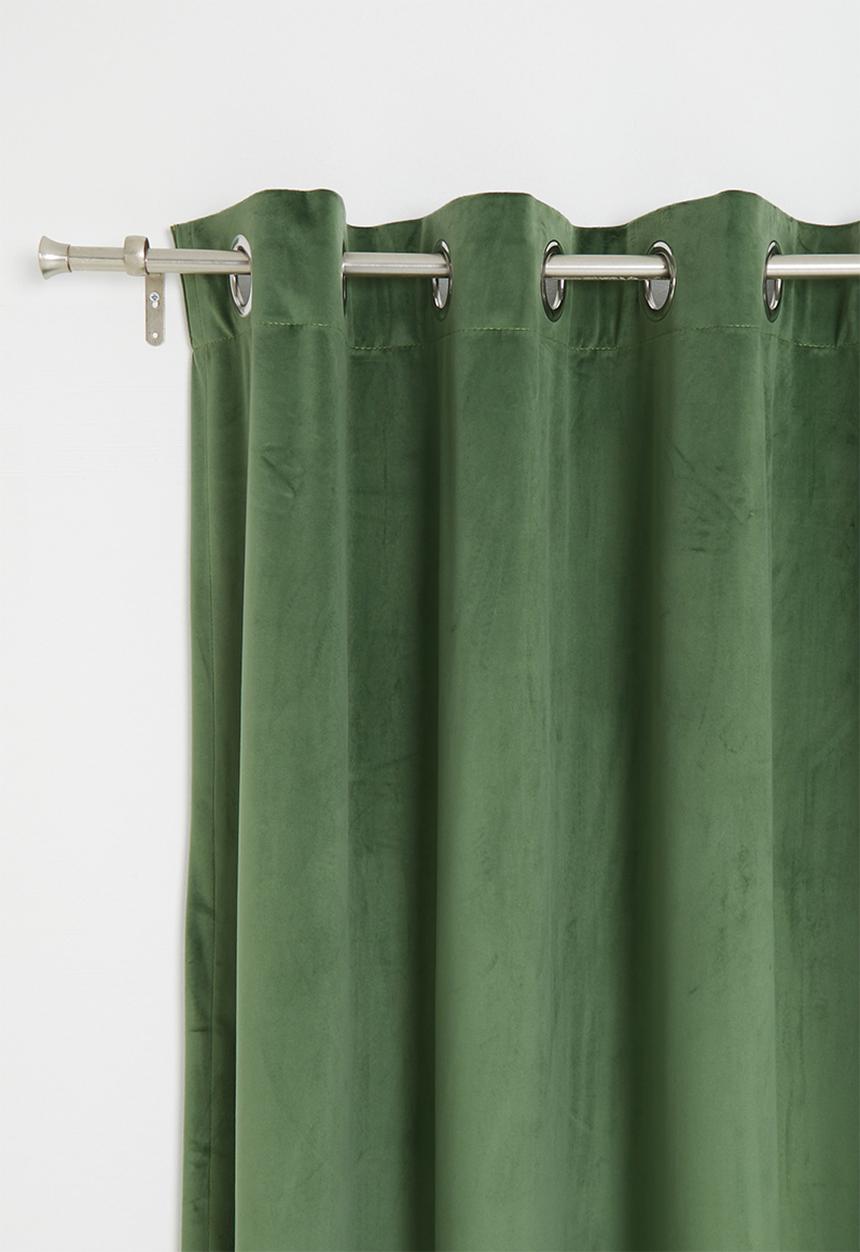 Sixth Floor - Velvet eyelet curtain 2 pack - moss green