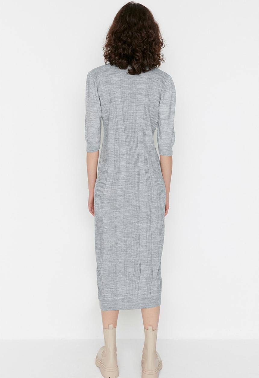 Trendyol - Button detail knit dress - grey