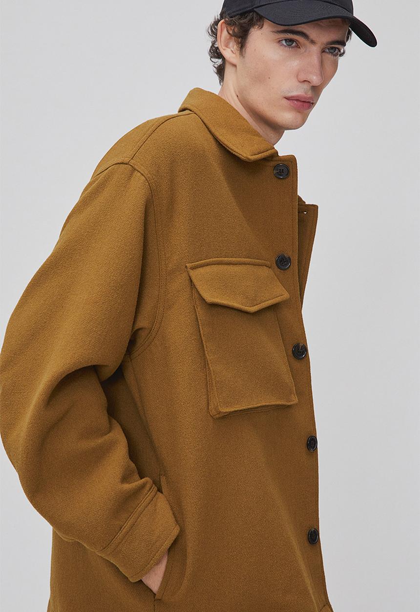 H&M - Wool-blend shacket - dark beige