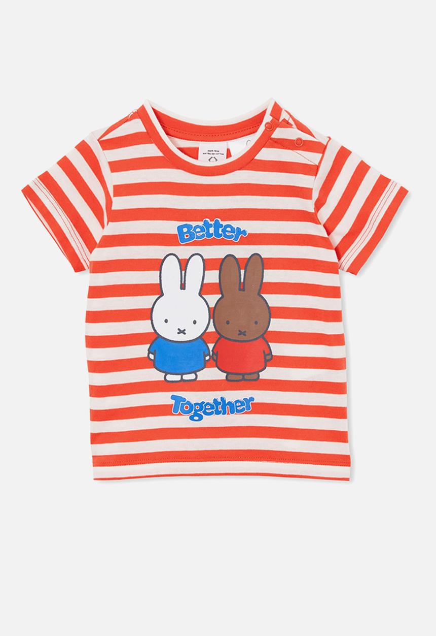 Cotton On - Jamie short sleeve tee-license-lcn miff red orange stripe/ better together