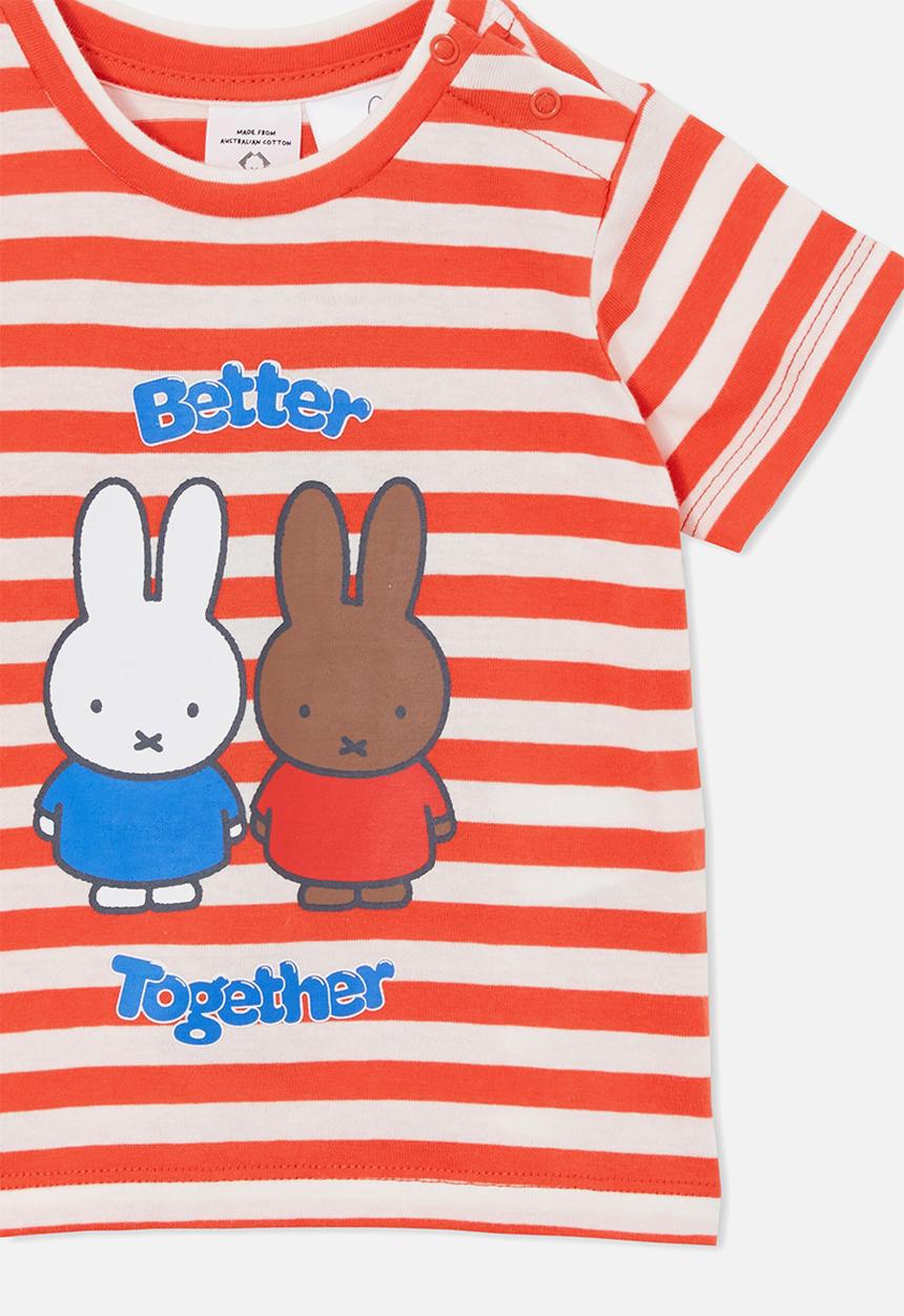 Cotton On - Jamie short sleeve tee-license-lcn miff red orange stripe/ better together
