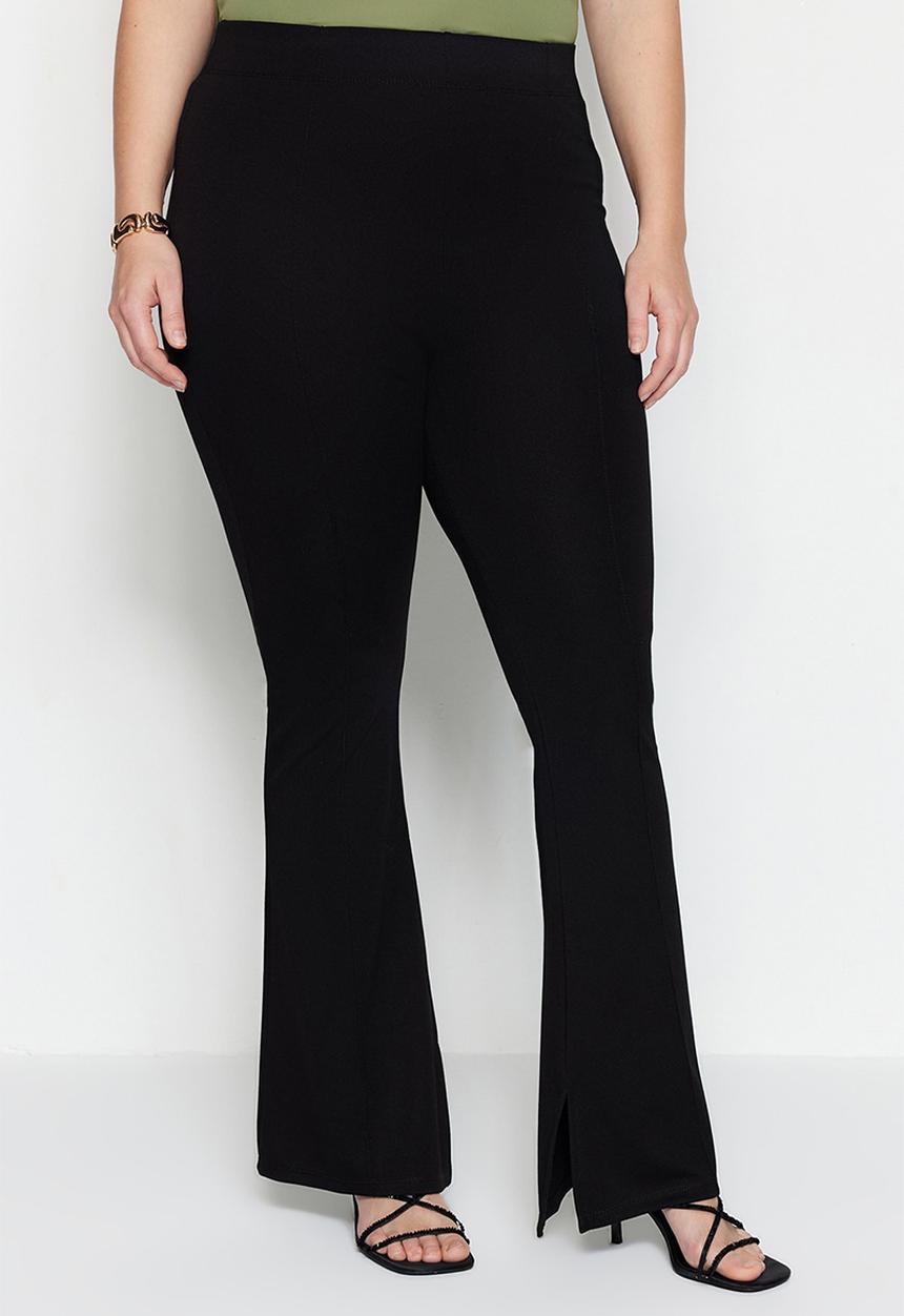 Trendyol - Plus spanish leg slit detail trousers - black