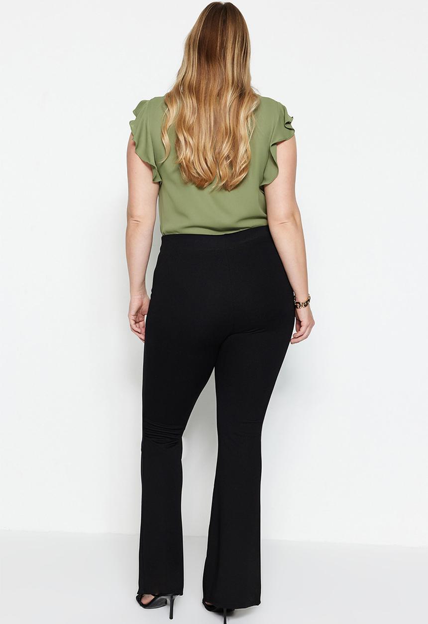 Trendyol - Plus spanish leg slit detail trousers - black