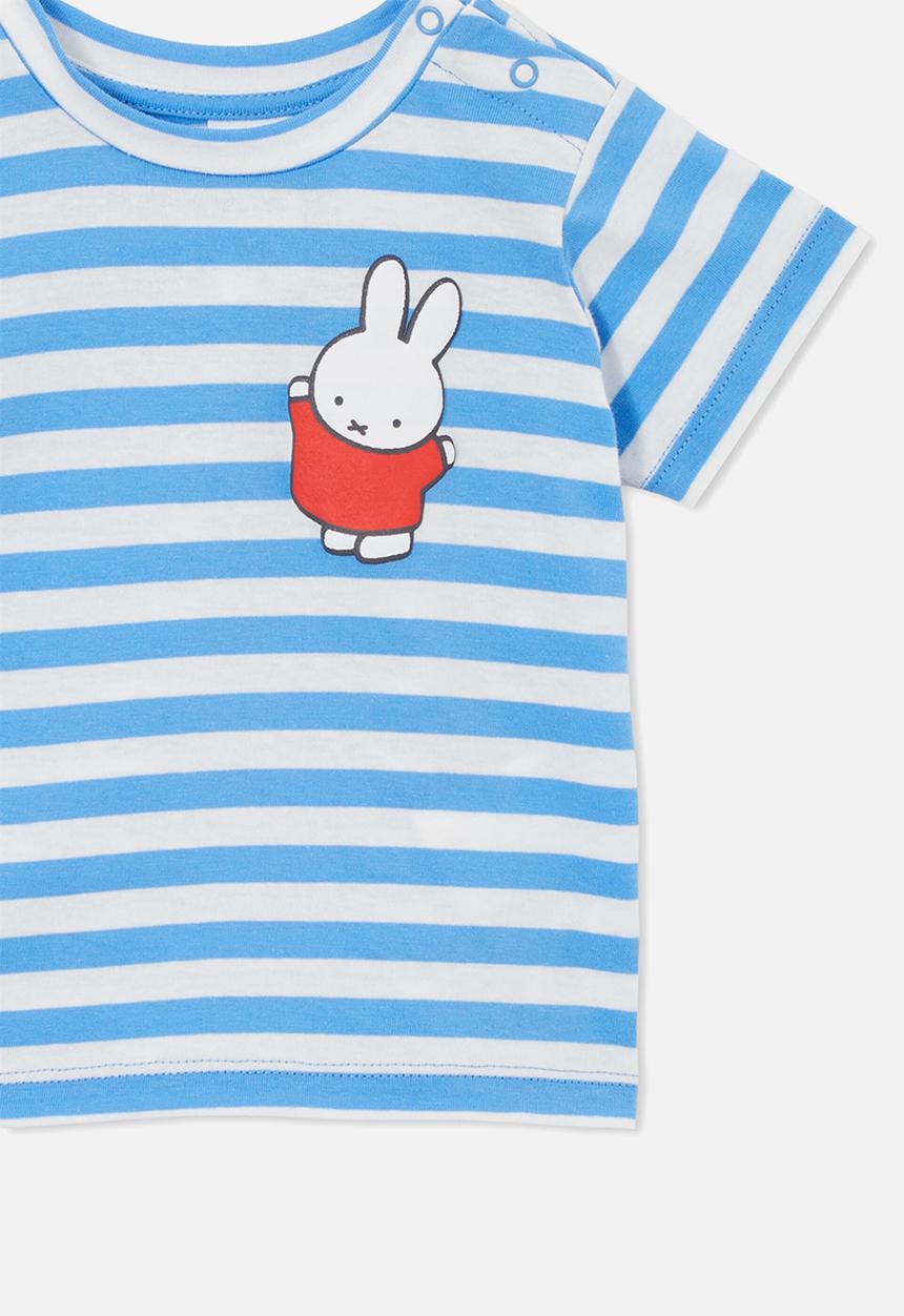 Cotton On - Jamie short sleeve tee - license-lcn miff blue bell stripe/miffy fun