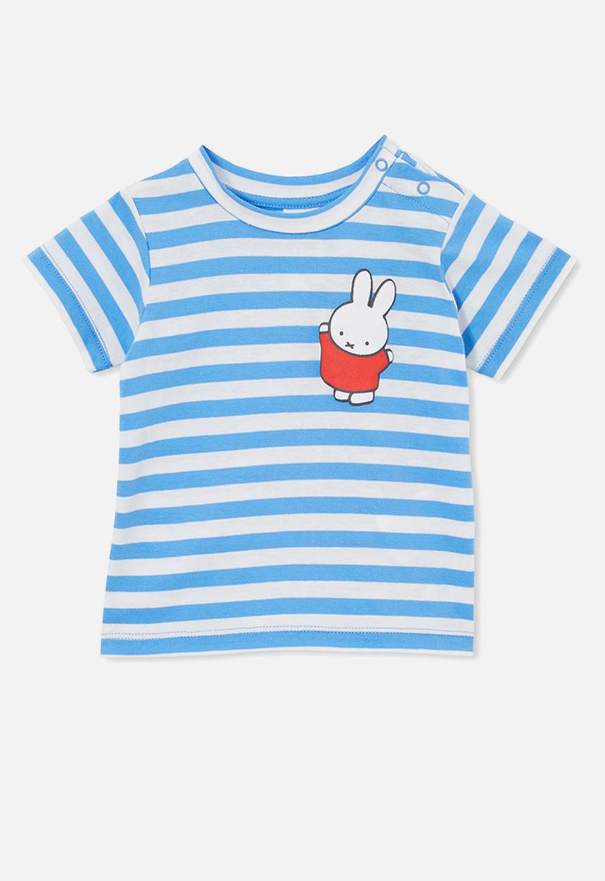 Cotton On - Jamie short sleeve tee - license-lcn miff blue bell stripe/miffy fun