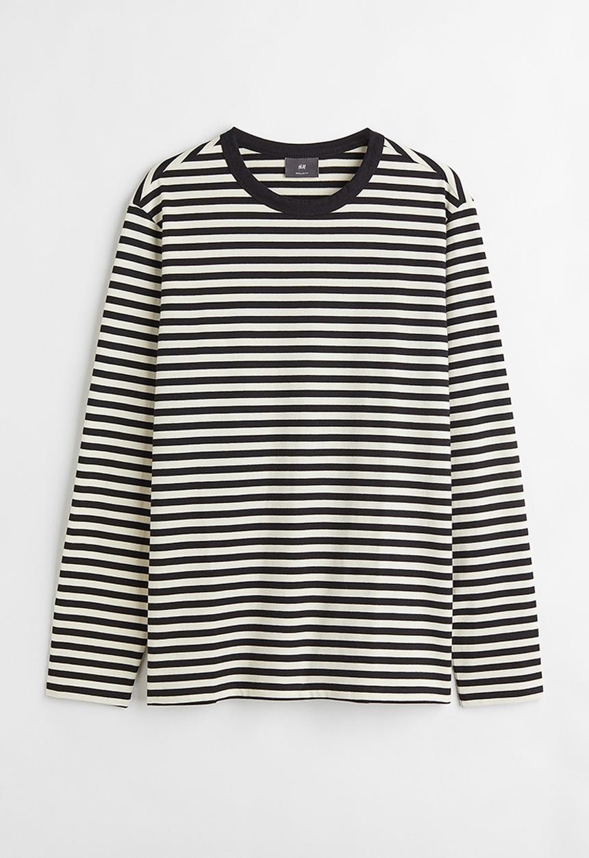 H&M - Regular fit jersey top - black & white striped
