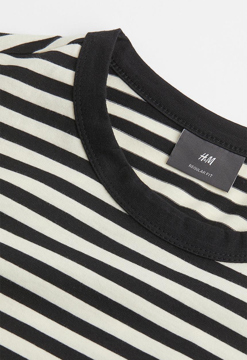 H&M - Regular fit jersey top - black & white striped