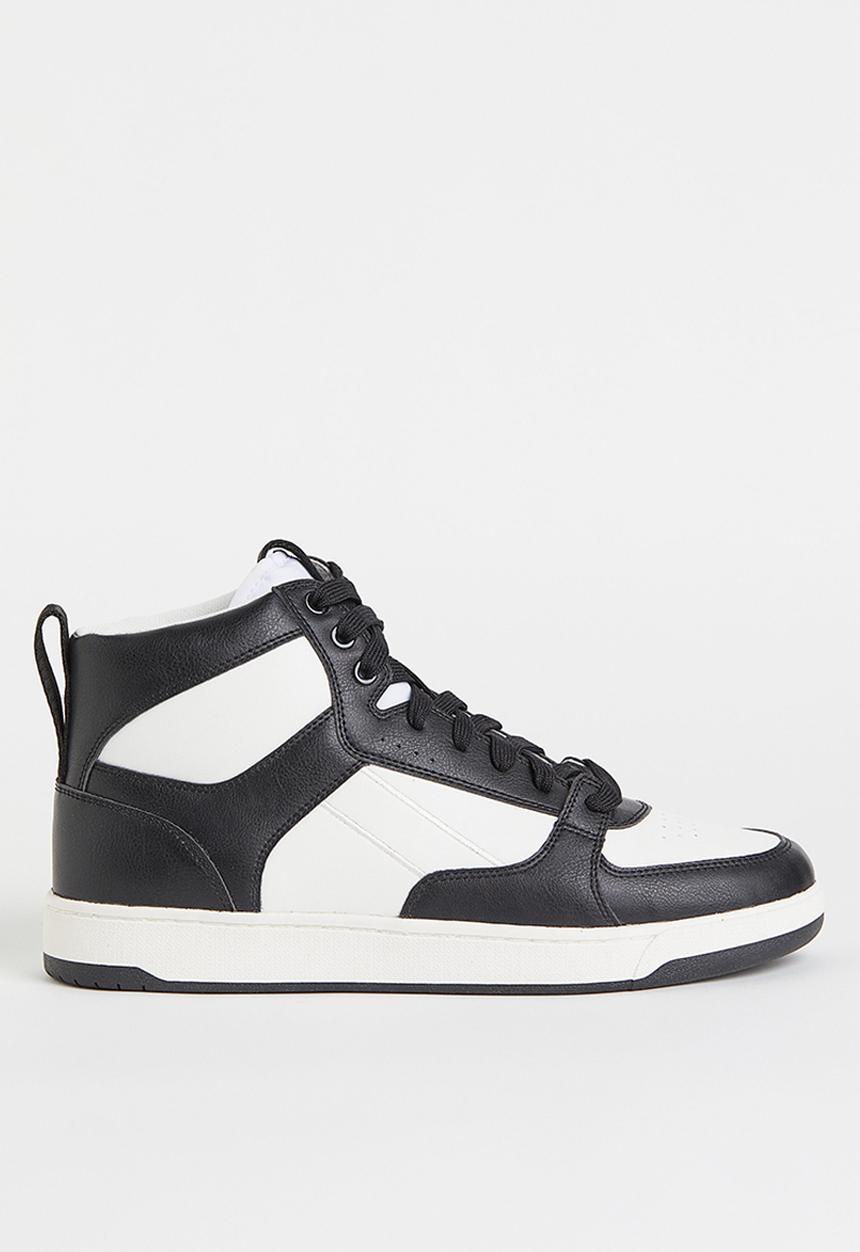 H&M - Hi-top trainers - black/white