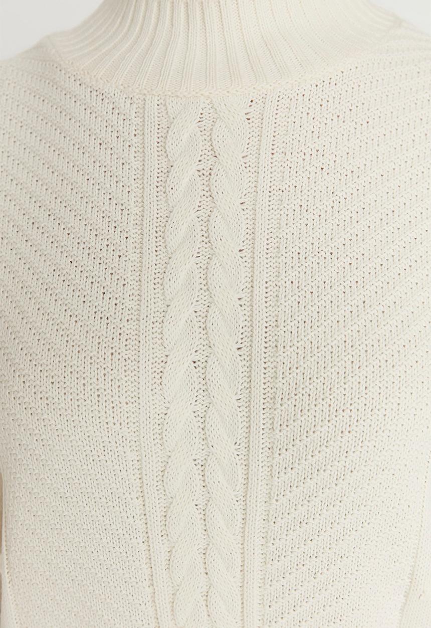 Trendyol - Long knit sweater - ecru