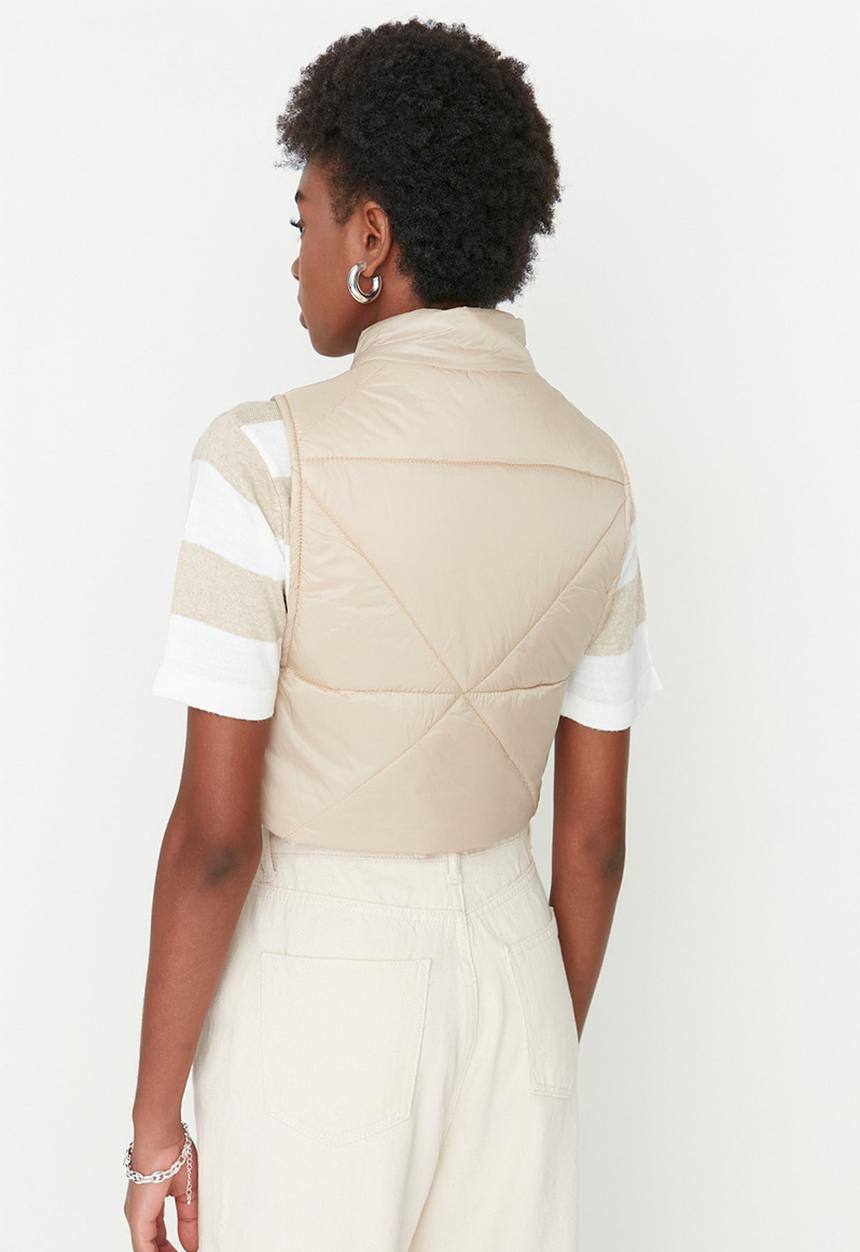 Trendyol - Crop puffer vest - stone