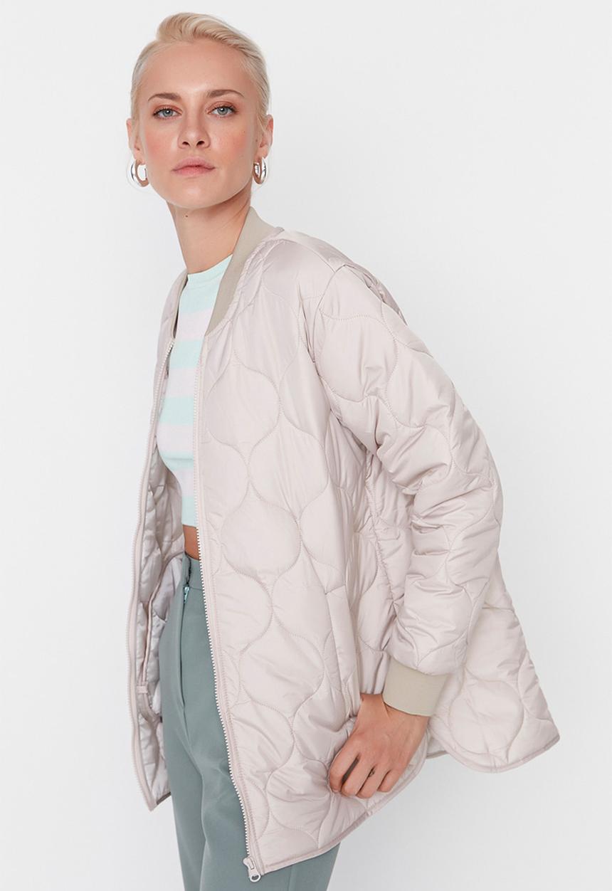 Trendyol - Patterned quilted puffer jacket - stone
