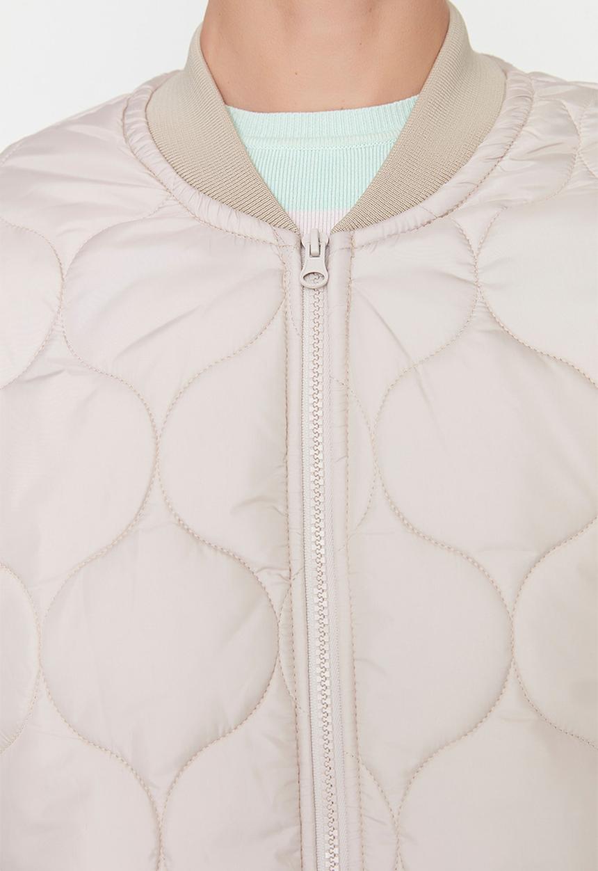 Trendyol - Patterned quilted puffer jacket - stone
