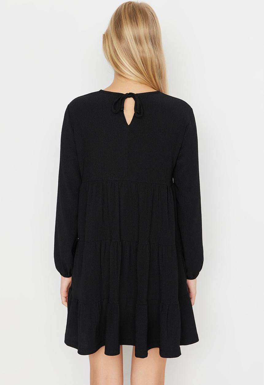 Trendyol - Ruffle detail knit dress - black