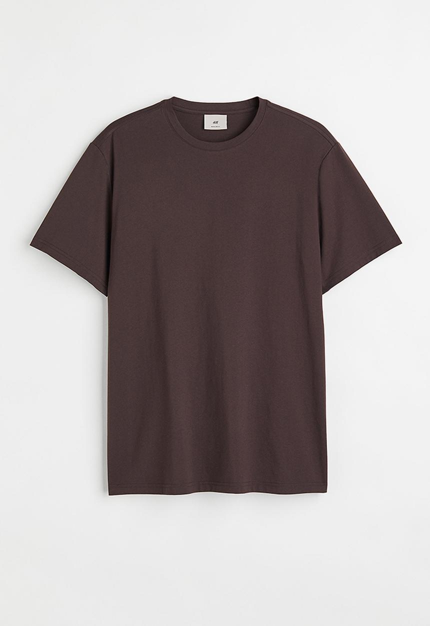 H&M - Regular fit pima cotton T-shirt - dark brown
