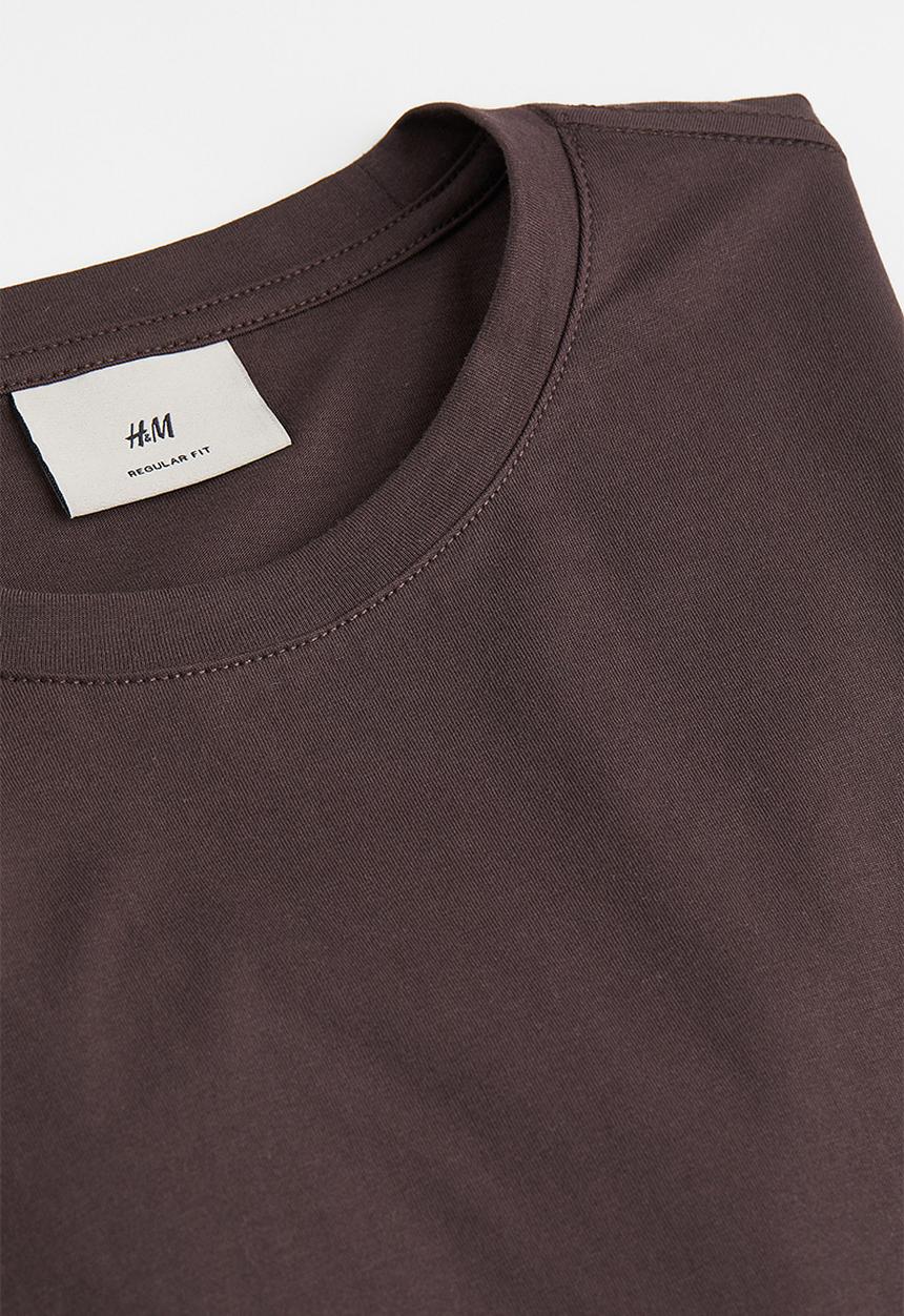 H&M - Regular fit pima cotton T-shirt - dark brown