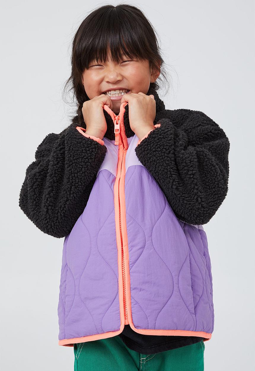 Cotton On - Clara teddy jacket - phantom & lilac drop
