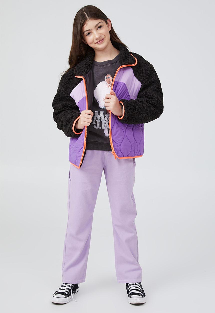 Cotton On - Cleo teddy jacket - phantom & lilac drop