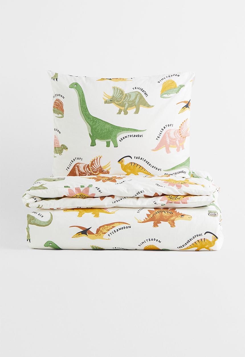 H&M - Patterned single duvet cover set - multi/white
