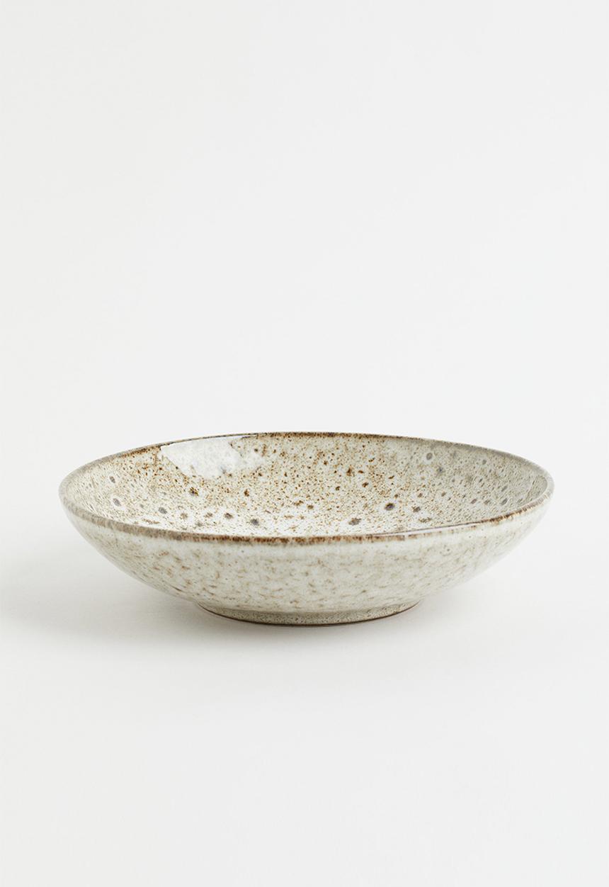 H&M - Deep stoneware plate - beige/multi
