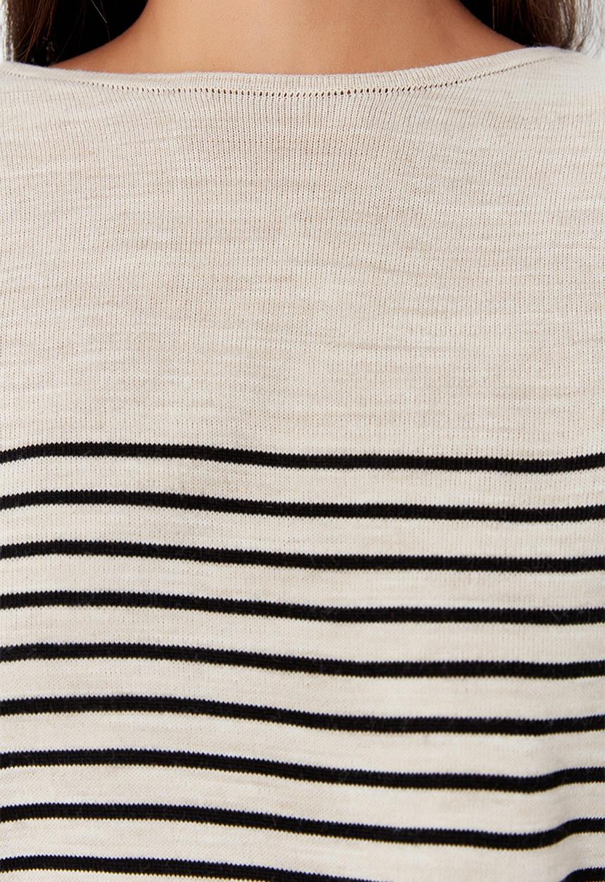 Trendyol - Striped knitwear sweater - stone