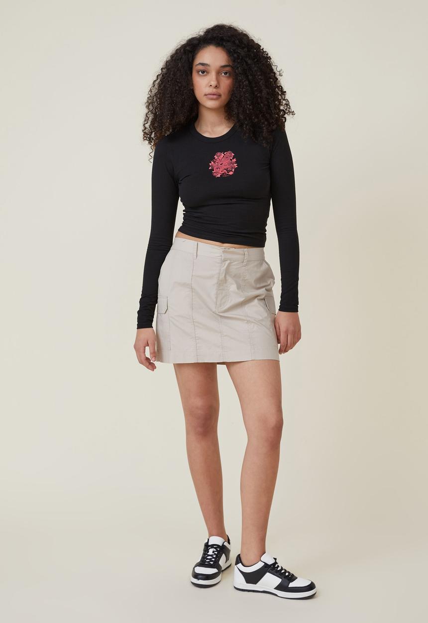 Cotton On - Fitted graphic long sleeve top - dragon tattoo/black