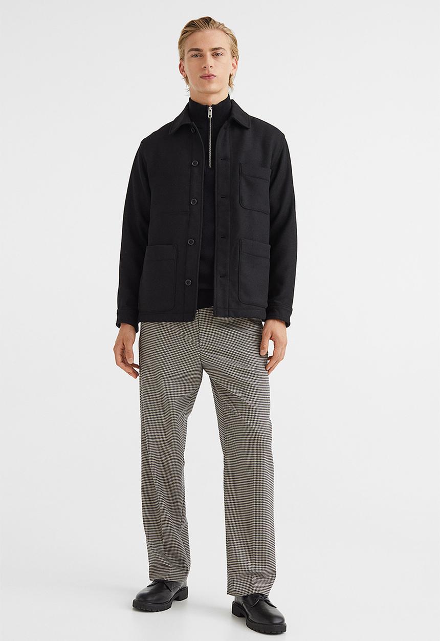 H&M - Relaxed fit suit trousers - light beige/dogtooth patterned
