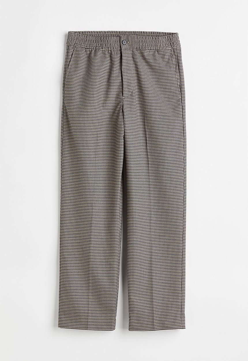 H&M - Relaxed fit suit trousers - light beige/dogtooth patterned
