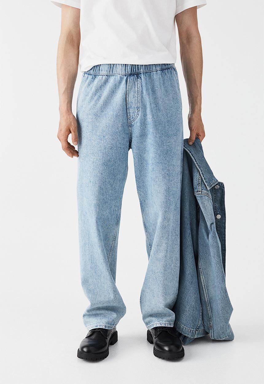 H&M - Loose pull-on jeans - light denim blue