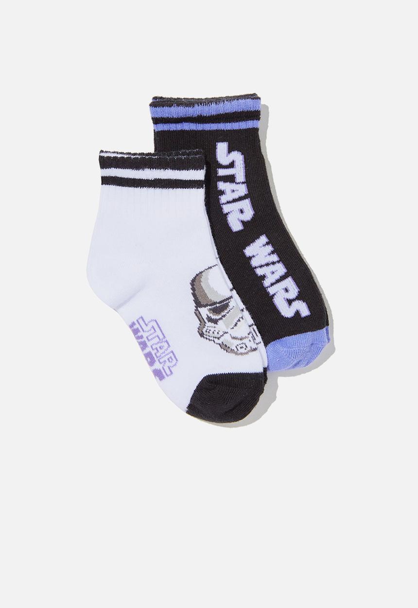 Cotton On - 2pk lcn mid crew sock - lcn dis phantom & star wars storm trooper