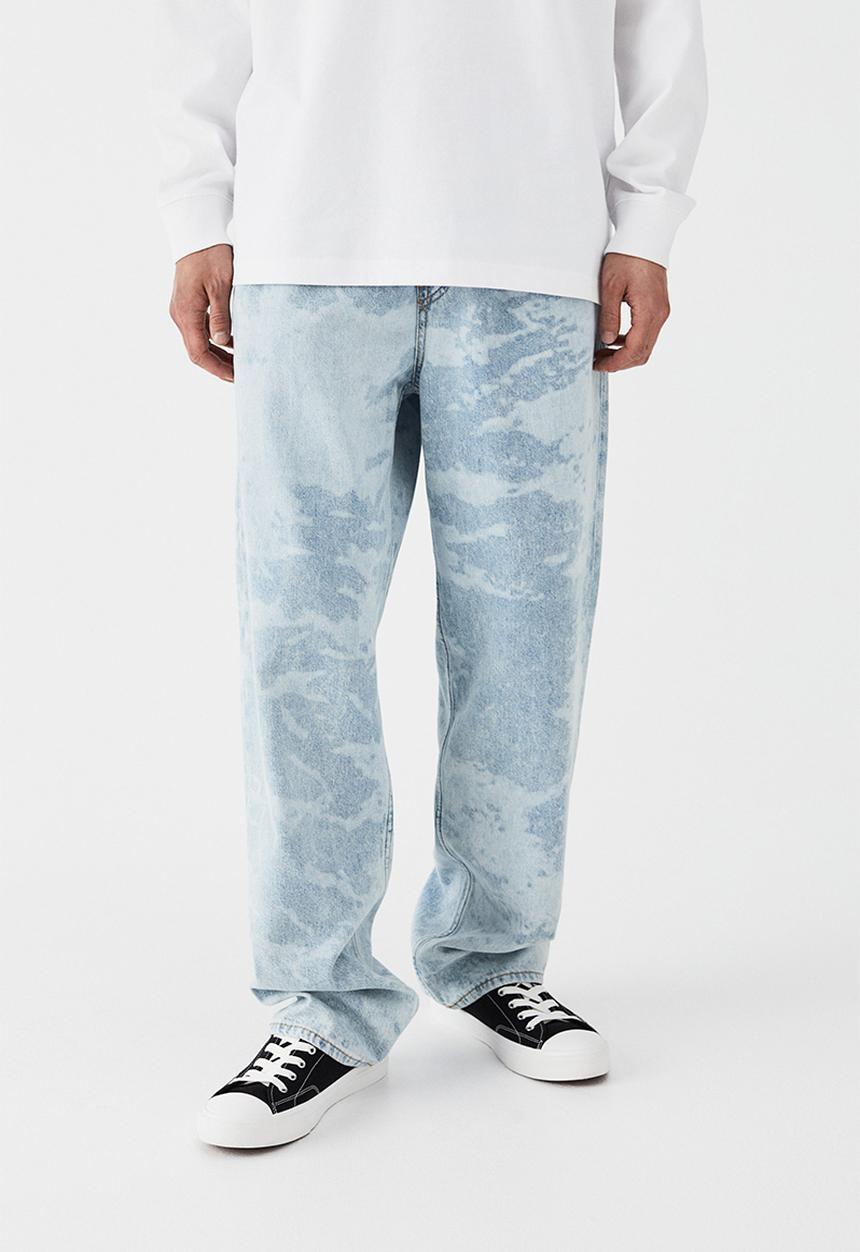 H&M - Loose pull-on jeans - light denim blue/patterned
