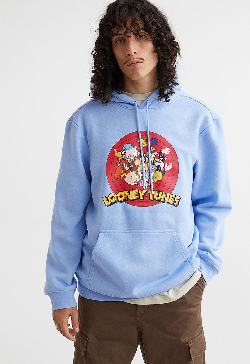 H&M - Printed hoodie - light blue/looney tunes