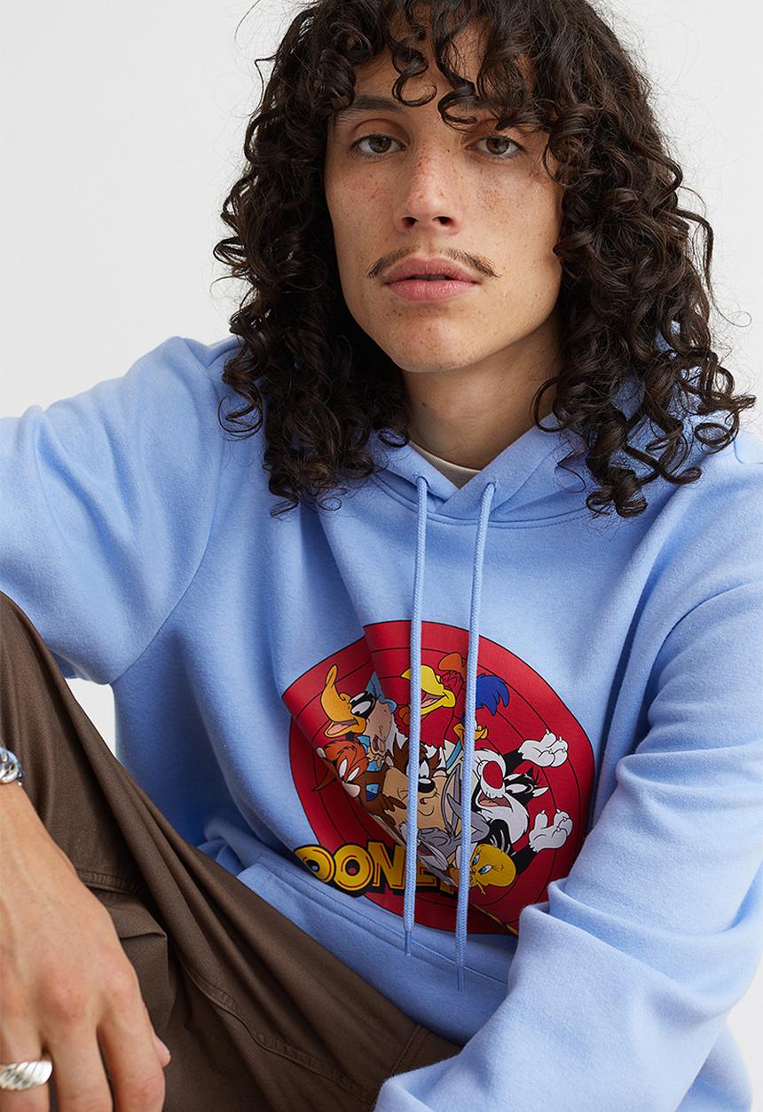 H&M - Printed hoodie - light blue/looney tunes
