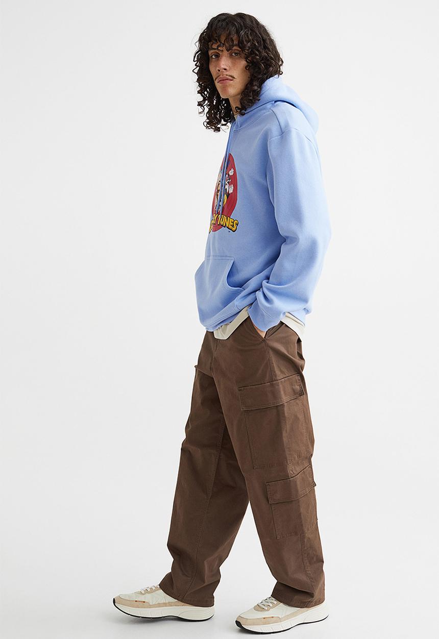 H&M - Printed hoodie - light blue/looney tunes
