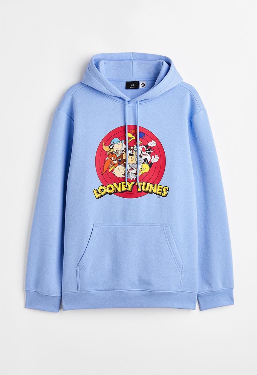 H&M - Printed hoodie - light blue/looney tunes