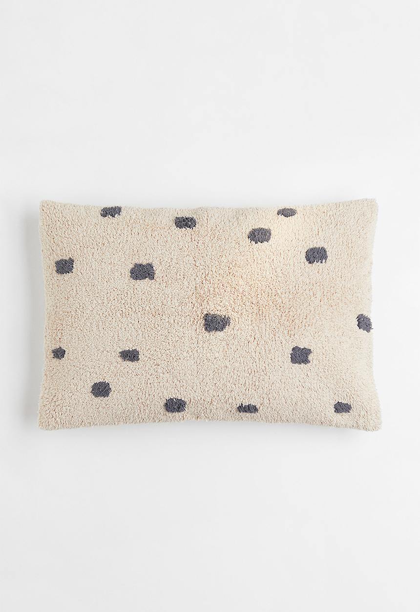 H&M - Spotted cotton cushion cover - beige/multi