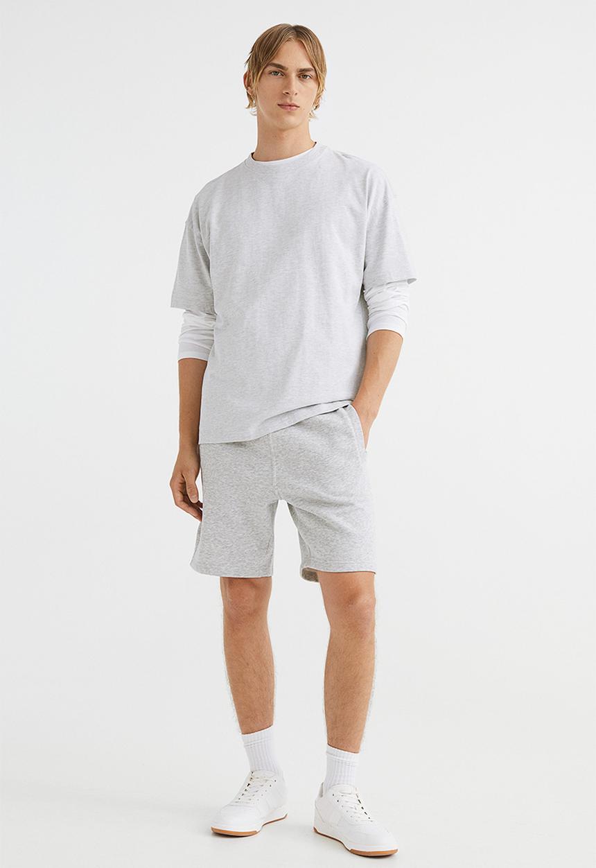 H&M - Regular fit sweatshirt shorts - light grey marl