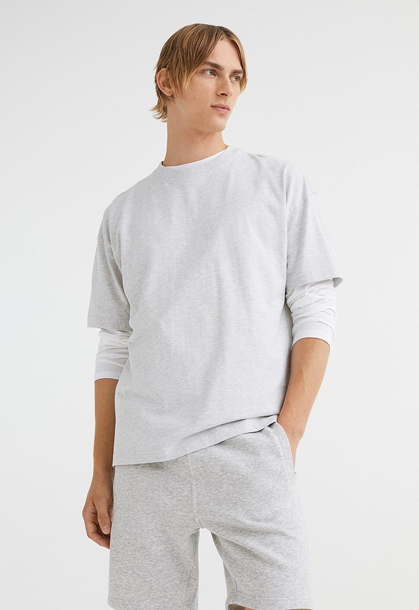 H&M - Regular fit sweatshirt shorts - light grey marl