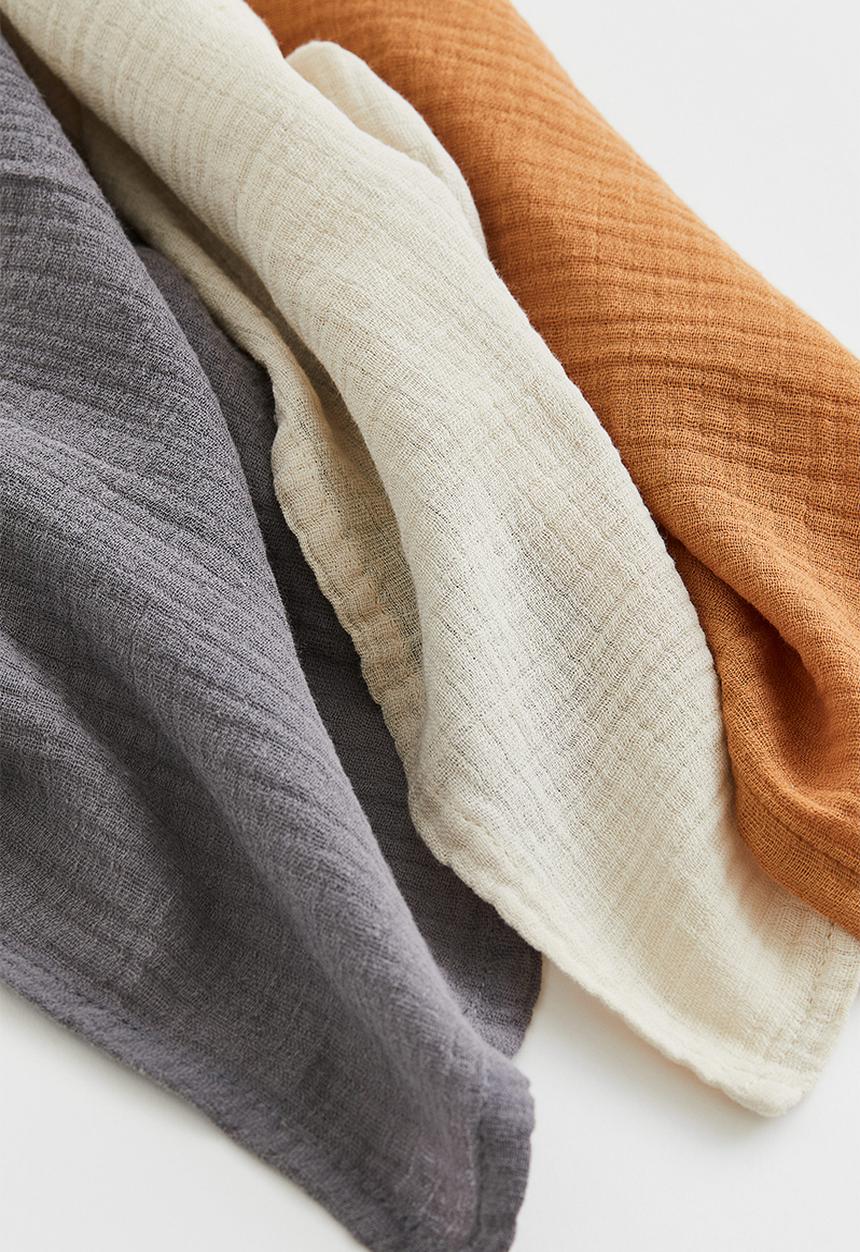 H&M - 3-pack muslin comfort blankets - beige/brown/grey