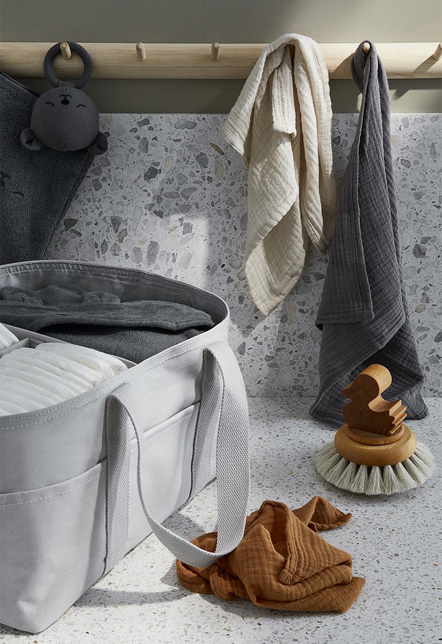 H&M - 3-pack muslin comfort blankets - beige/brown/grey