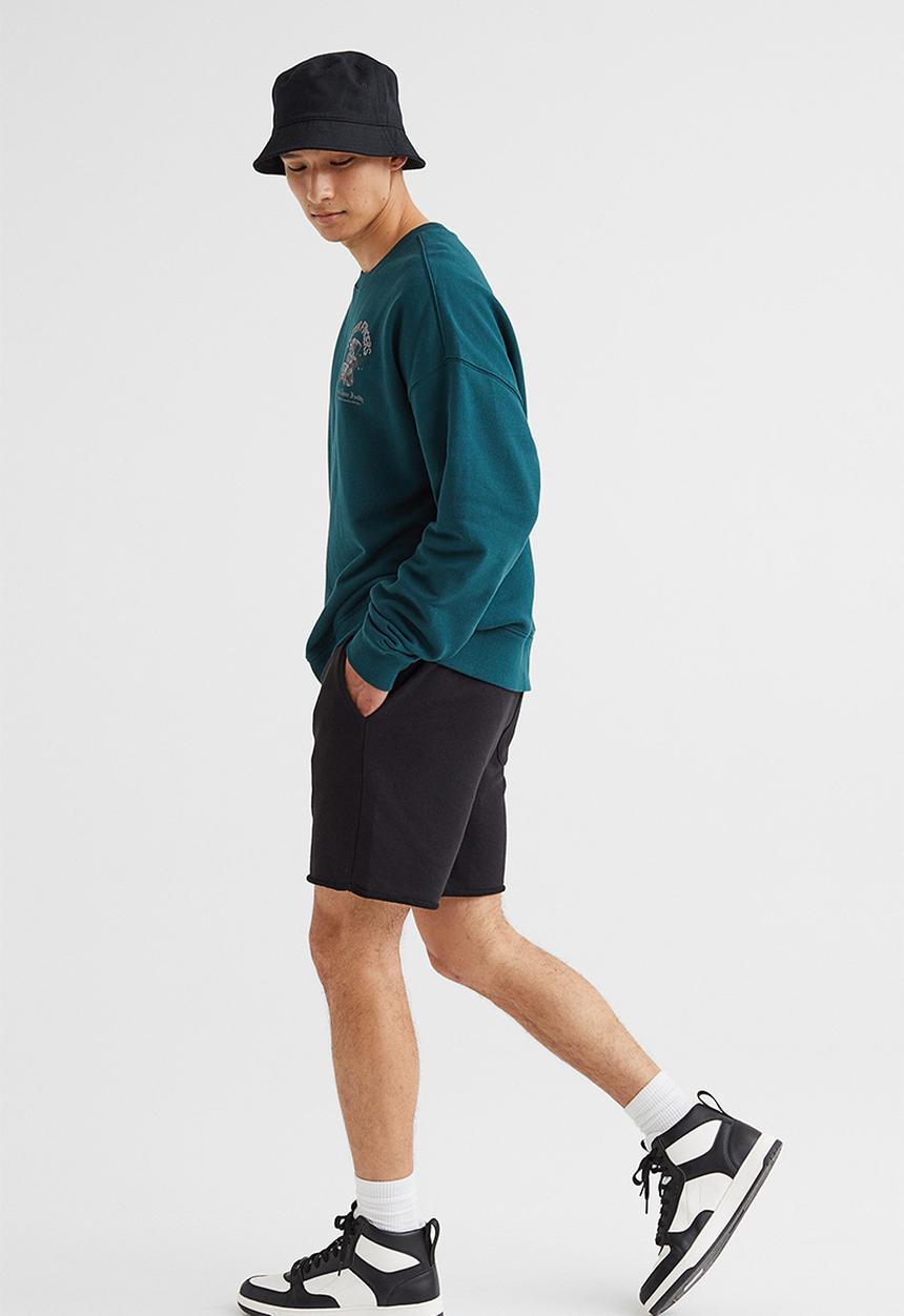 H&M - Regular fit sweatshirt shorts - black