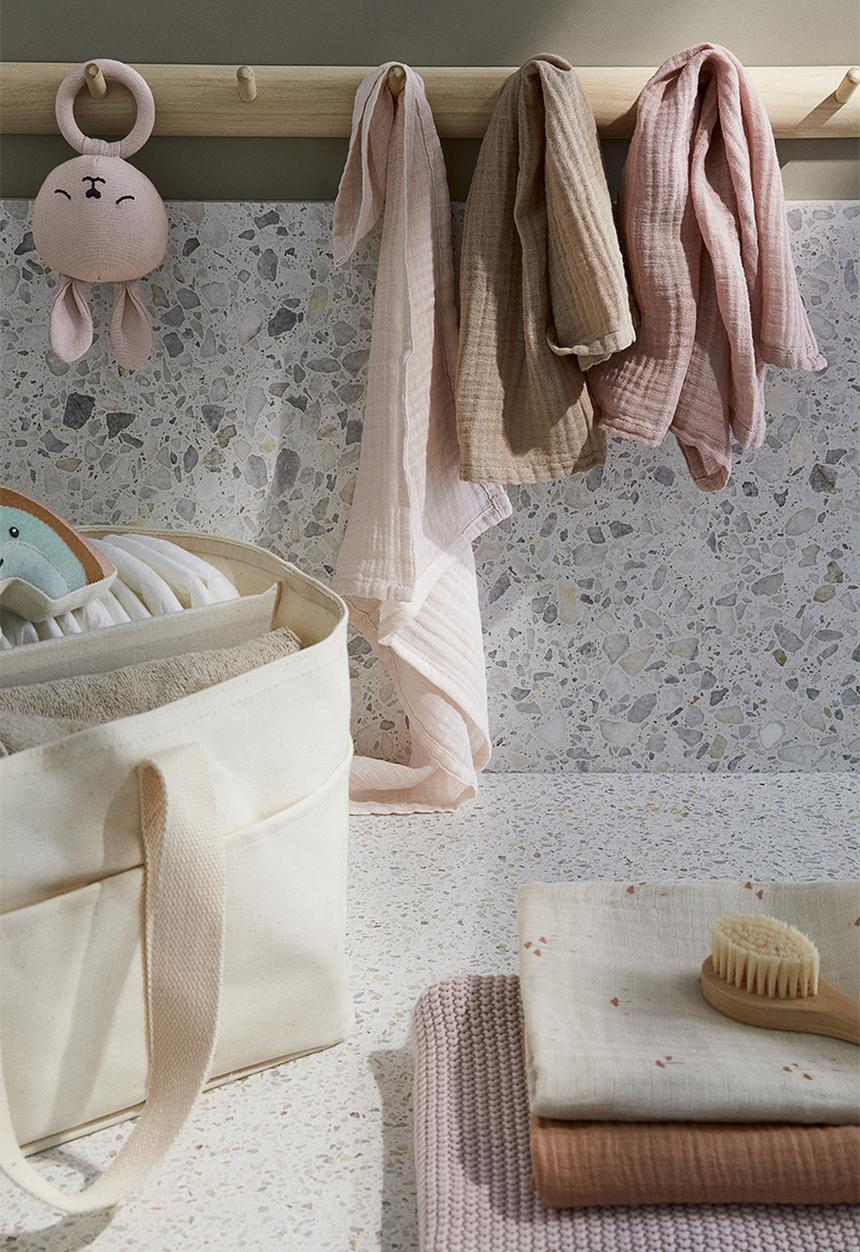 H&M - 3-pack muslin comfort blankets - beige/pink