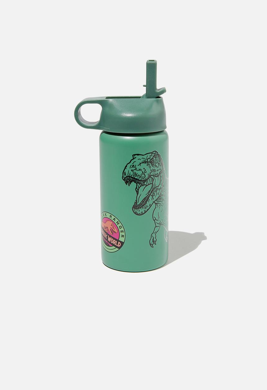 Cotton On - Kids metal drink bottle - lcn uni jurassic park ranger & swag green