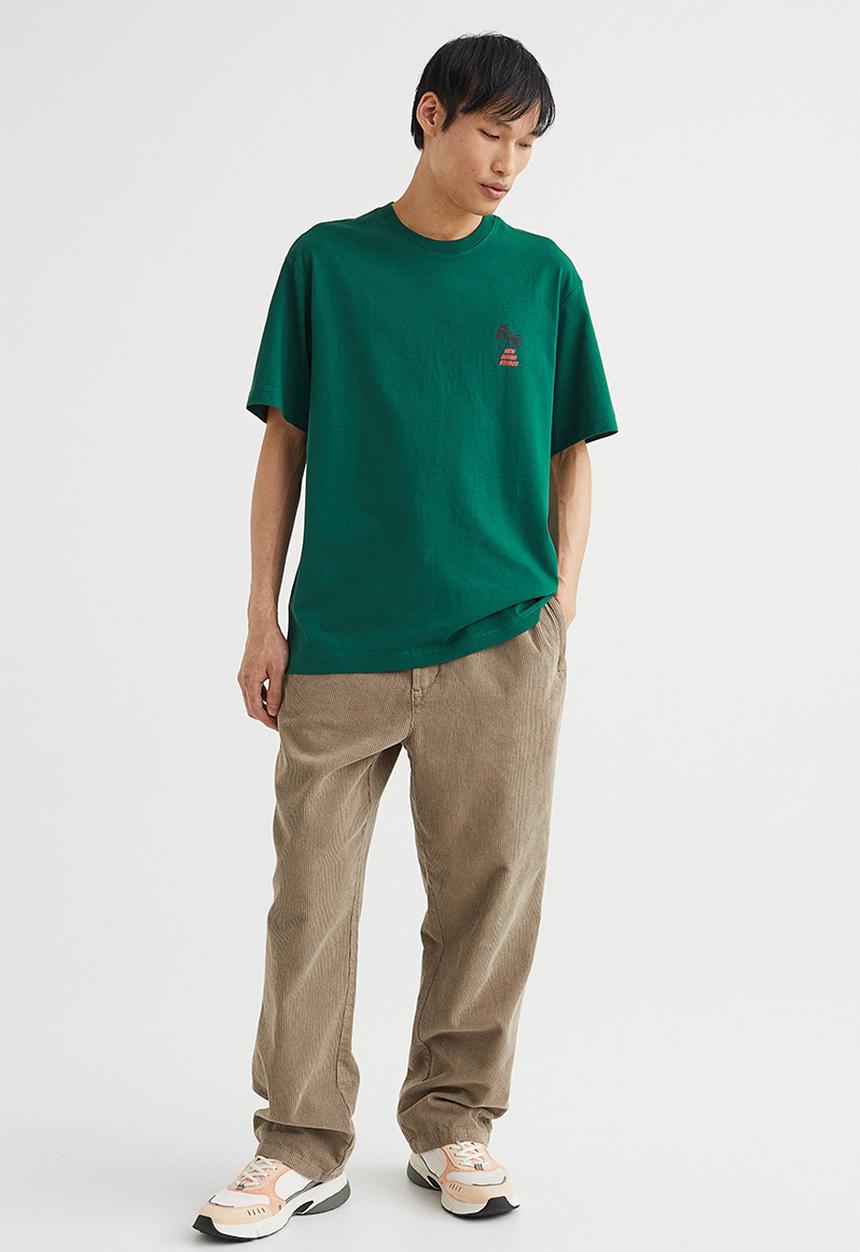 H&M - Relaxed fit T-shirt - dark green/new sound studio