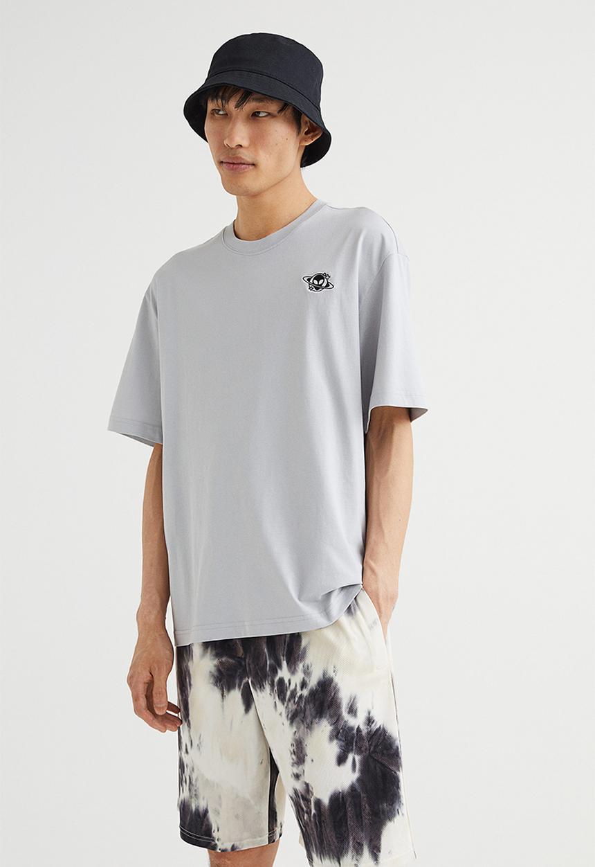 H&M - Relaxed fit T-shirt - light grey/alien