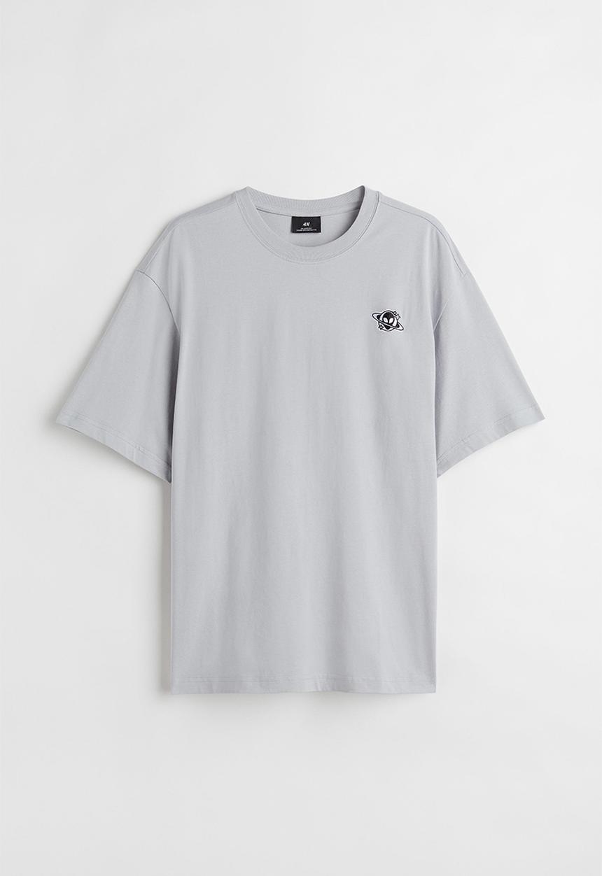 H&M - Relaxed fit T-shirt - light grey/alien