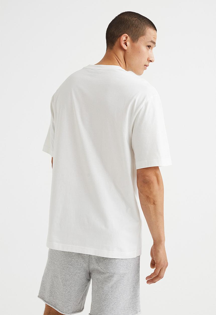 H&M - Relaxed fit T-shirt - white/gennaro's pizza