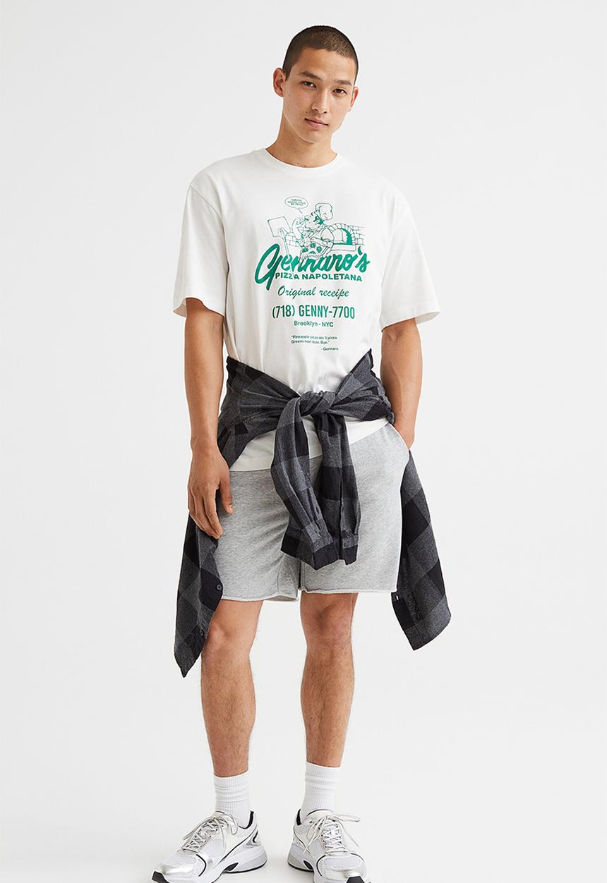 H&M - Relaxed fit T-shirt - white/gennaro's pizza