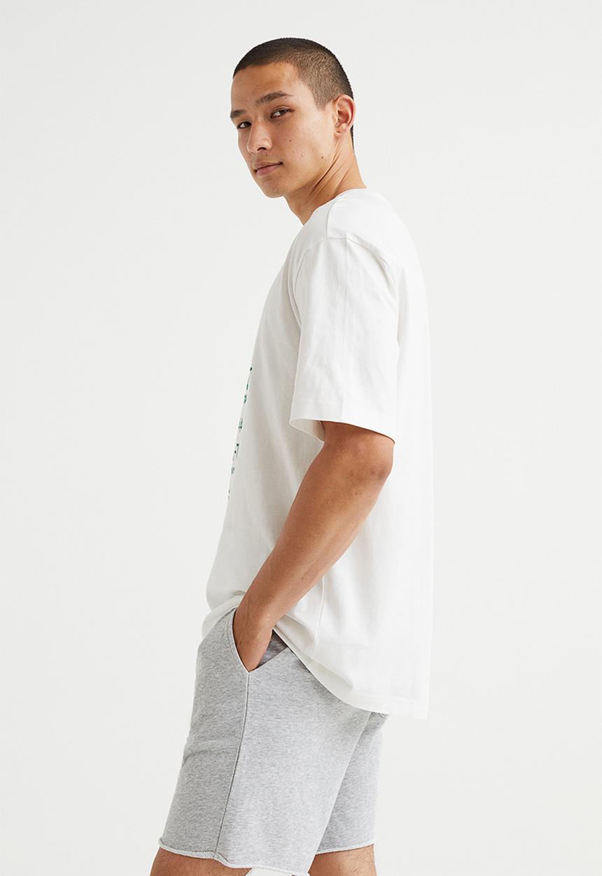 H&M - Relaxed fit T-shirt - white/gennaro's pizza